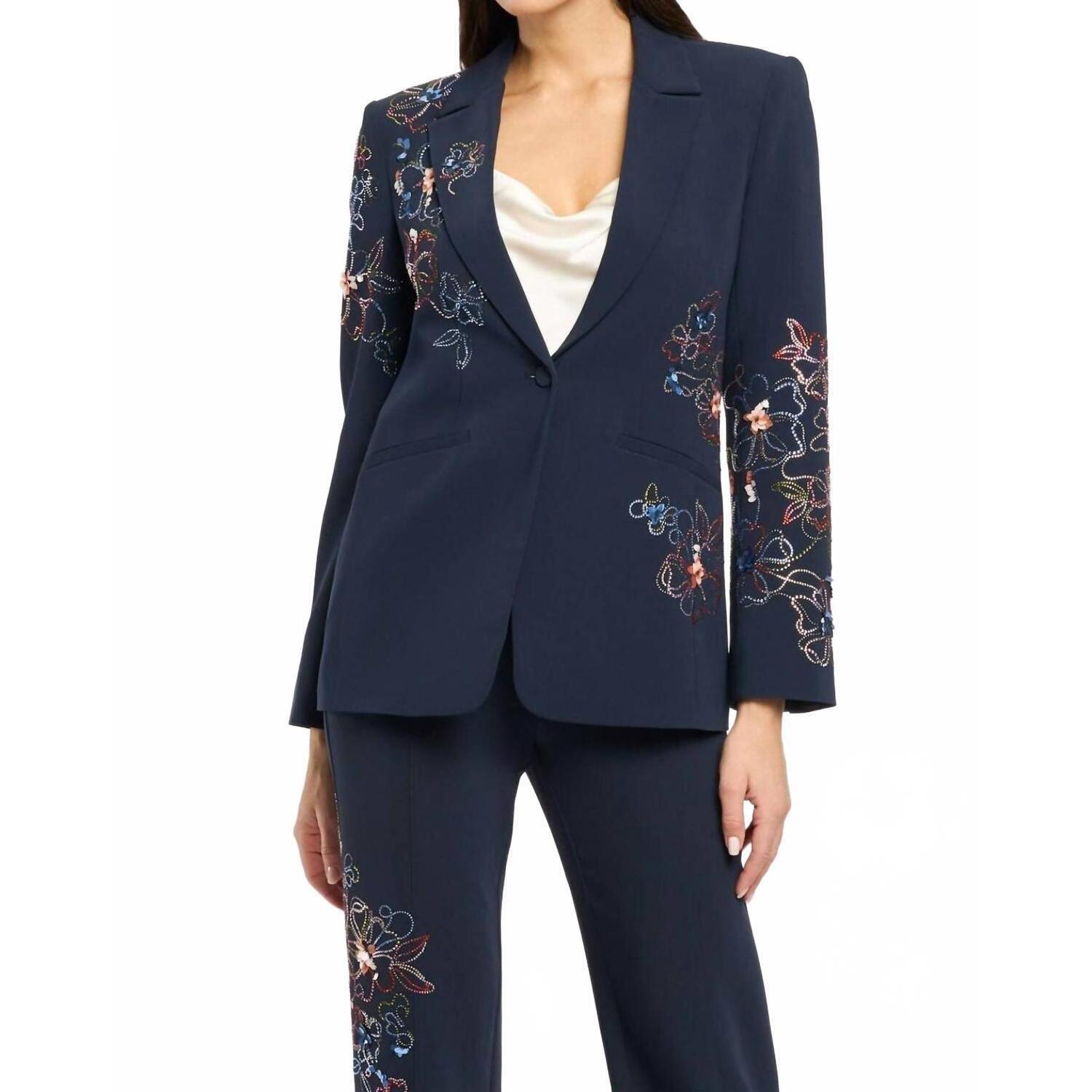 New Cinq A Sept Blooming Linework Karlie Blazer In Navy Multi